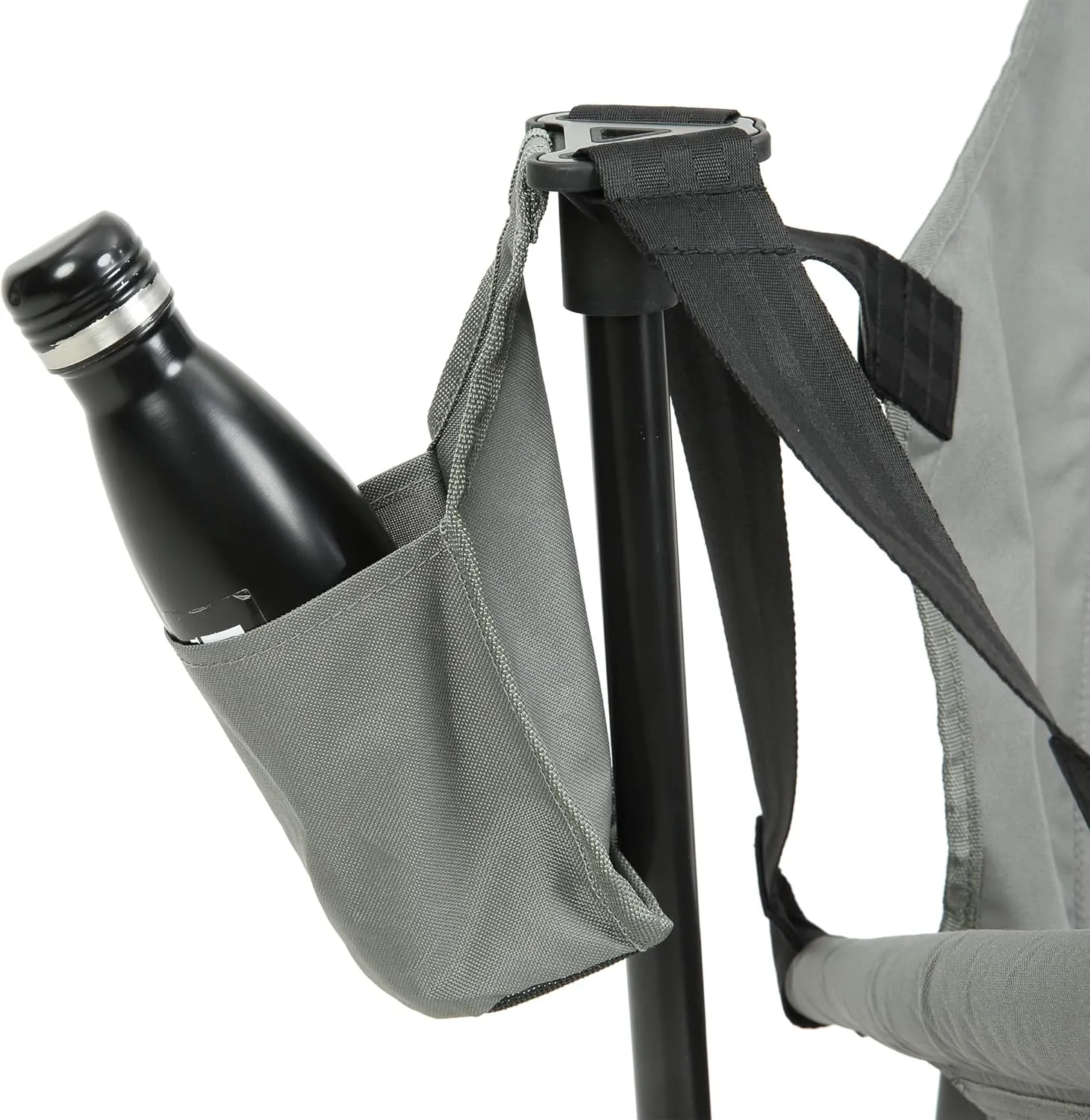 Comfortable Hammock Camping Chair, Folding Portable Rocking Chair with Adjustable Back, Cup Holder and Carry Bag, Grey
