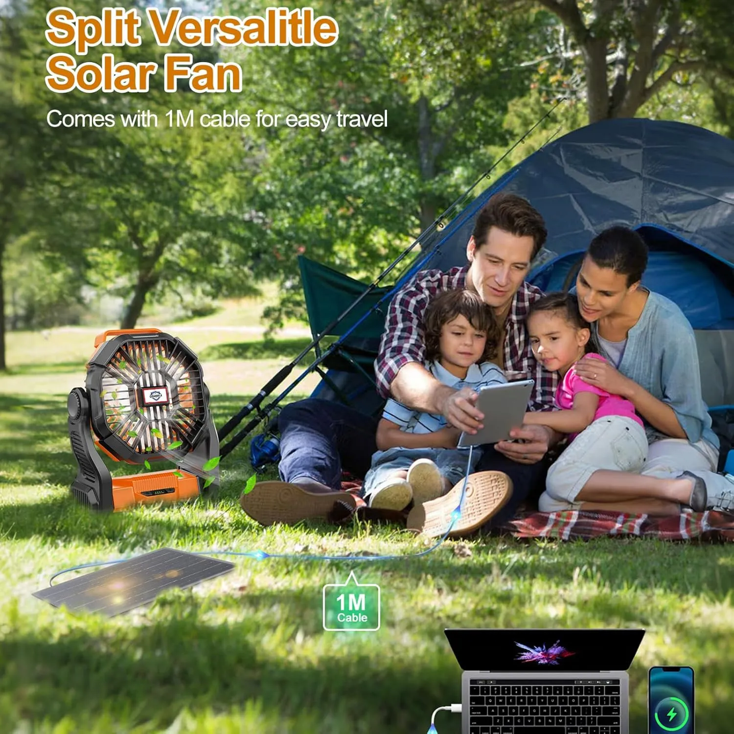 CONBOLA 25400mAh,Camping Fan, Portable Fans Rechargeable 9-Inch Battery Powered (180Hrs) LED Lantern, USB C Battery Beach Fan.