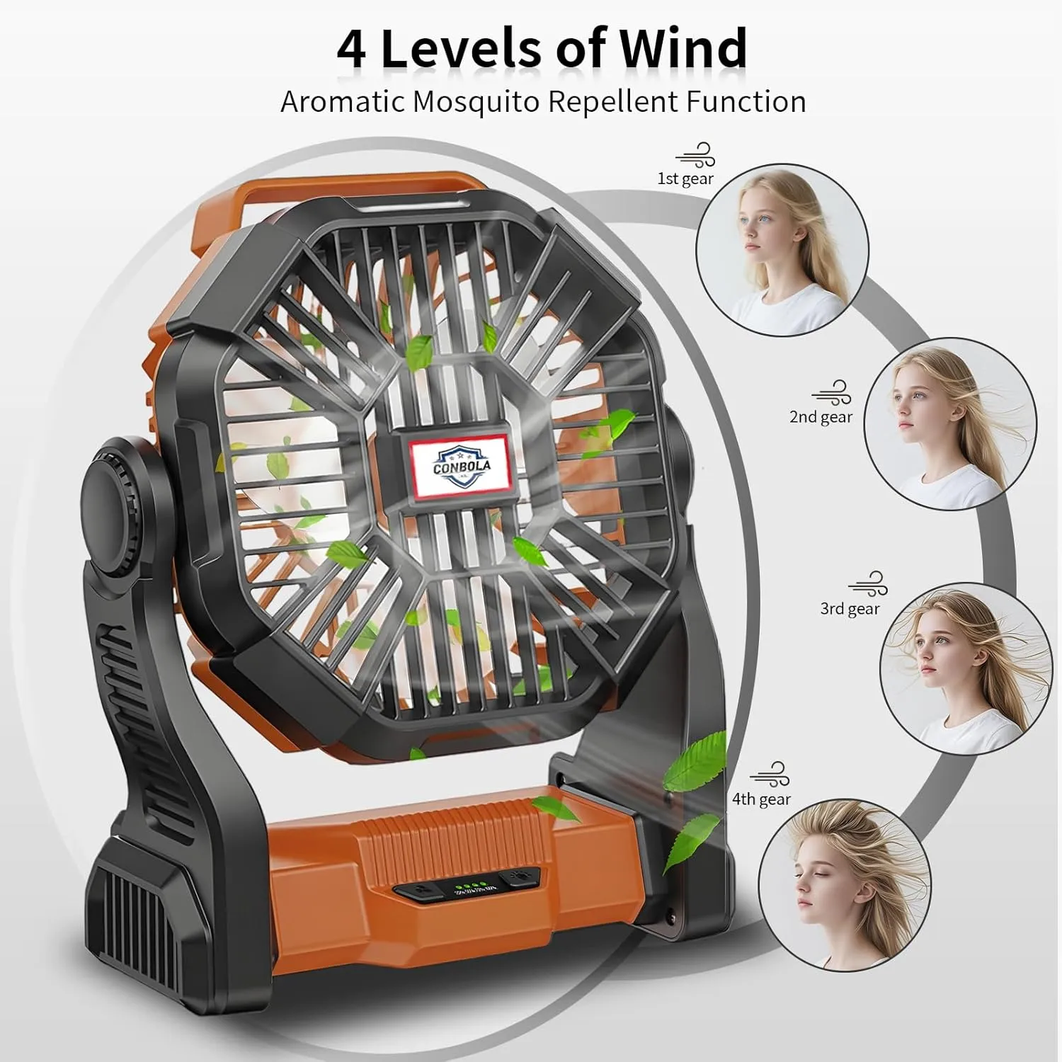 CONBOLA 25400mAh,Camping Fan, Portable Fans Rechargeable 9-Inch Battery Powered (180Hrs) LED Lantern, USB C Battery Beach Fan.