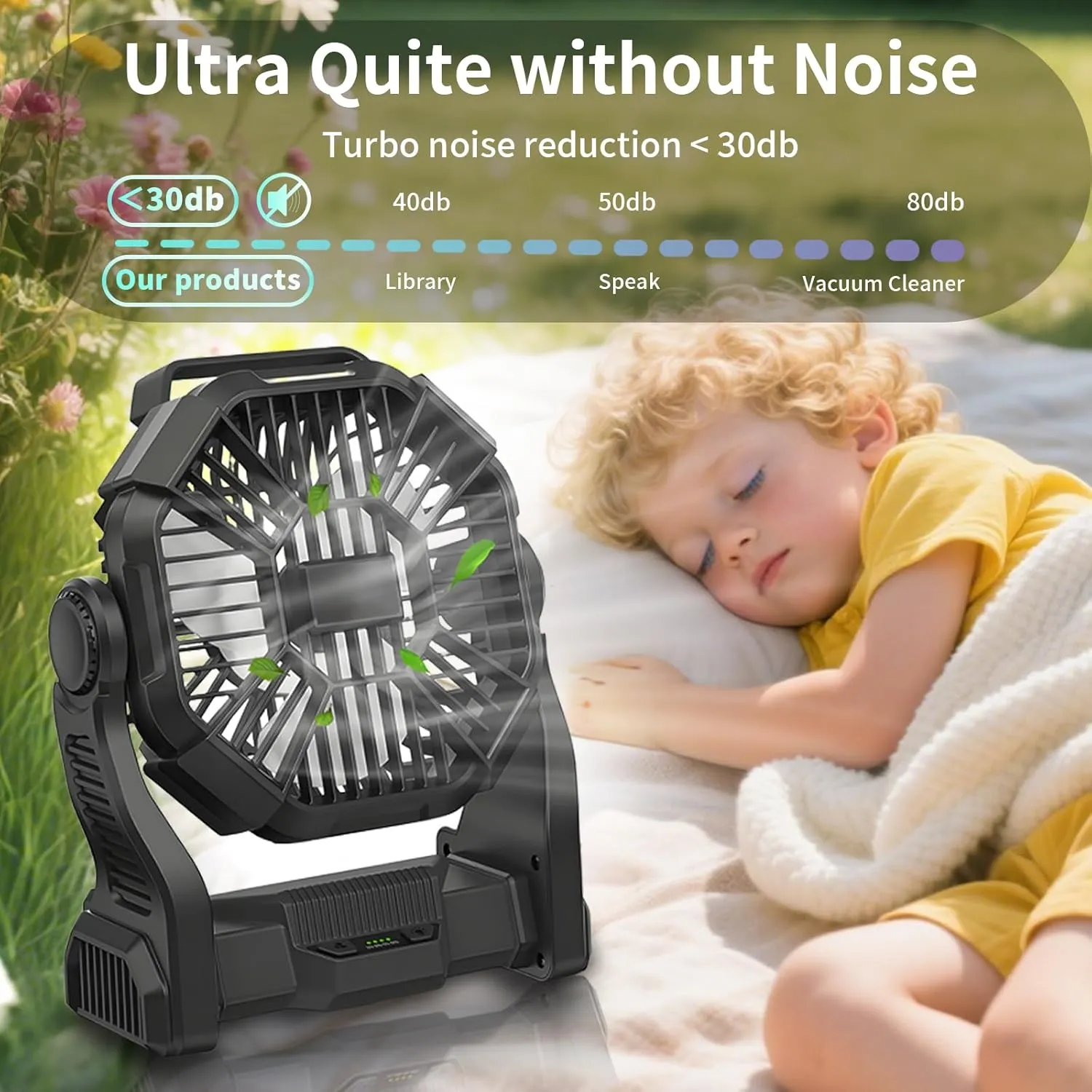 CONBOLA Portable Fan Rechargeable, 20400mAh Cordless Battery Powered Fan with LED Lantern, USB C Battery Operated for Travel Bedroom Home Camping Tent Office Beach Desk Fishing Table