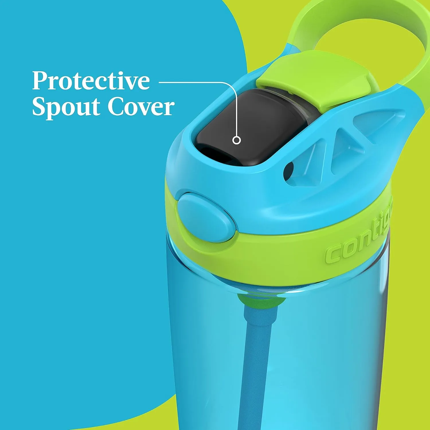 Contigo Kids 20oz 2-Pack Aubrey Water Bottles with Cleanable Silicone Straw Spill-Proof Lid Dishwasher Safe Blue Raspberry/Cool Lime & Blueberry/Juniper BPA-free