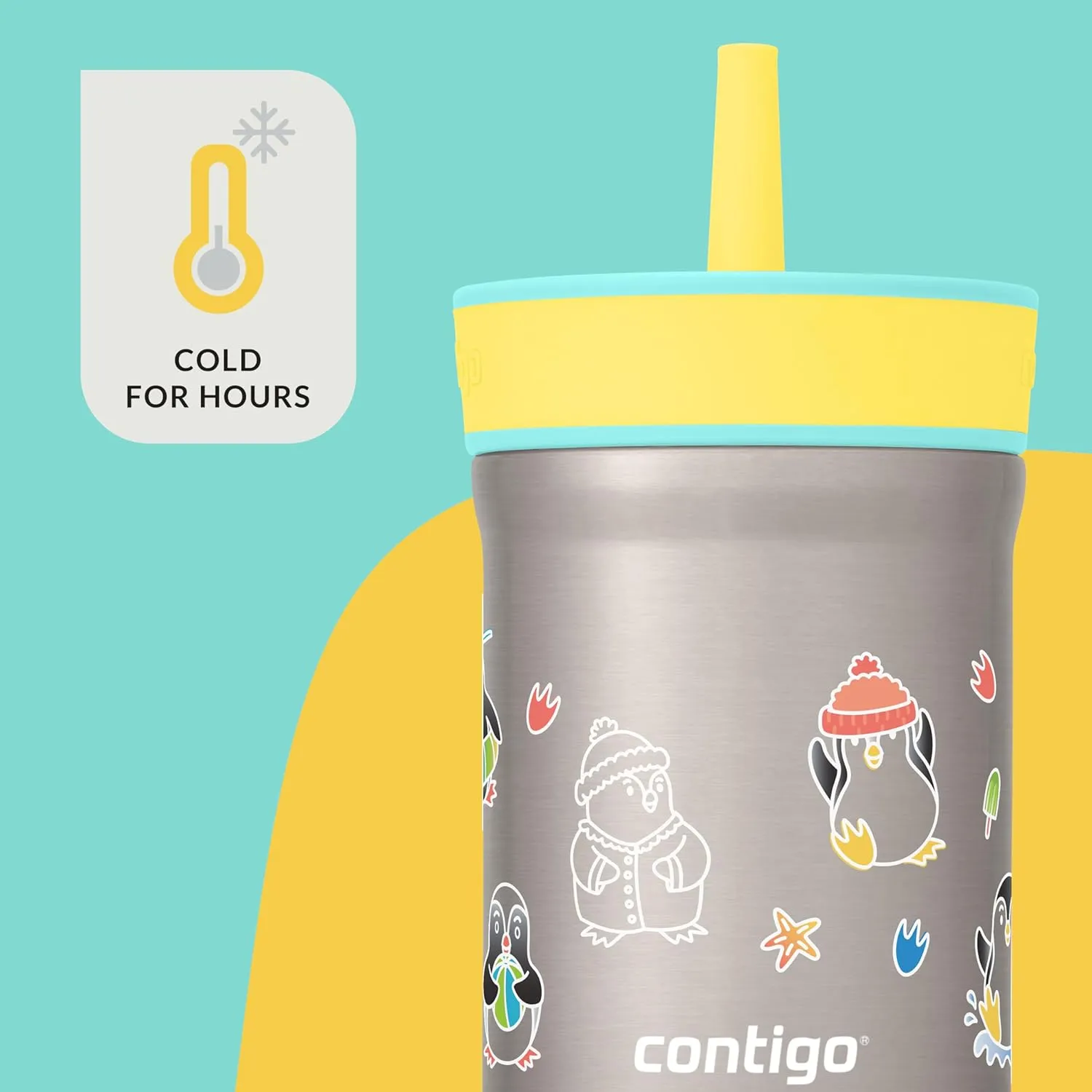Contigo Leighton Straw Tumbler, 12 oz, Jade Vine (Penguine Plunge)