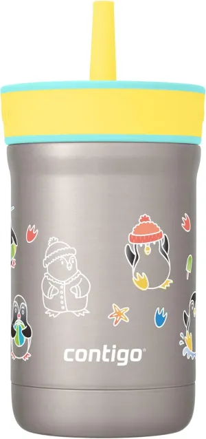 Contigo Leighton Straw Tumbler, 12 oz, Jade Vine (Penguine Plunge)