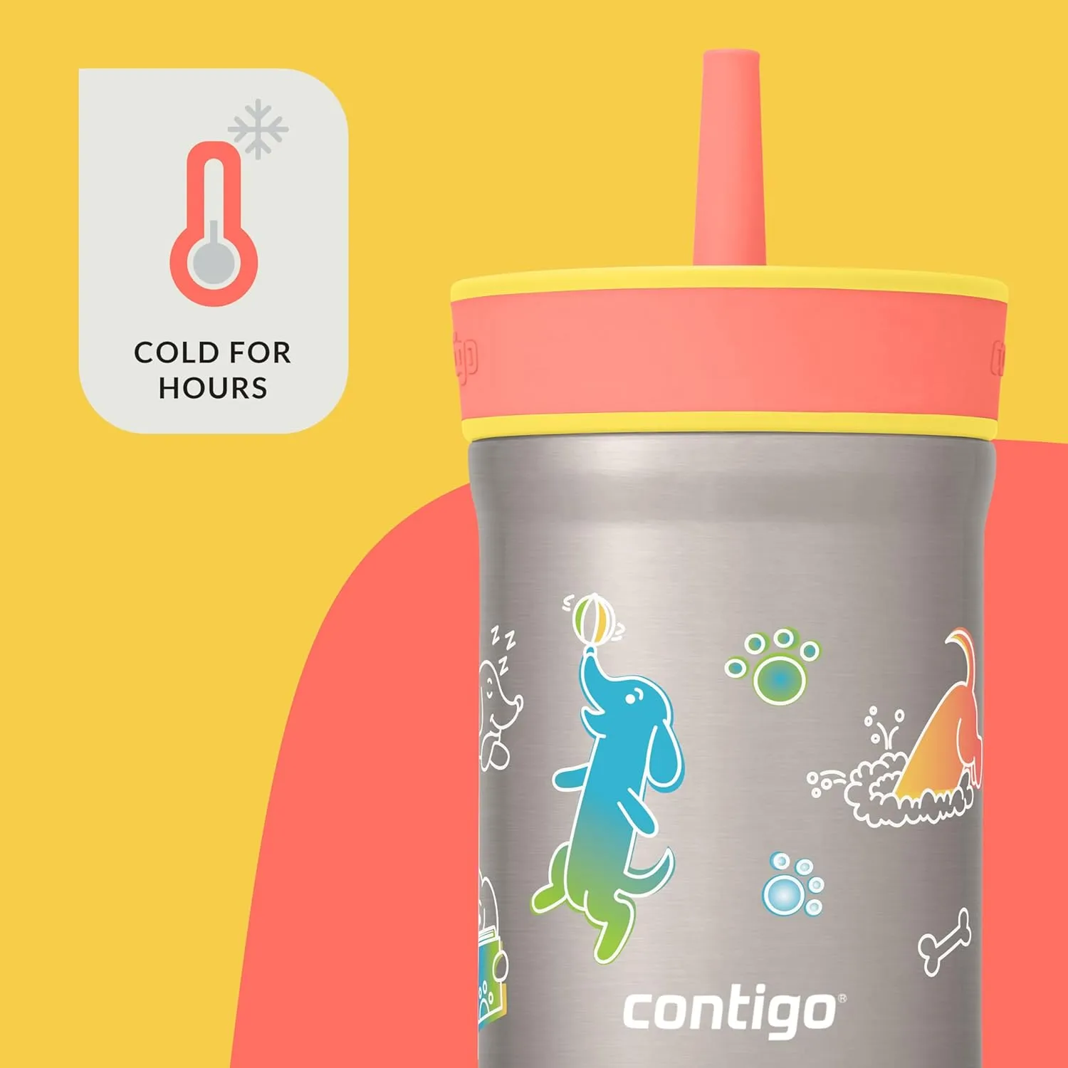 Contigo Leighton Straw Tumbler, 12 oz, Pineapple (Dogs)
