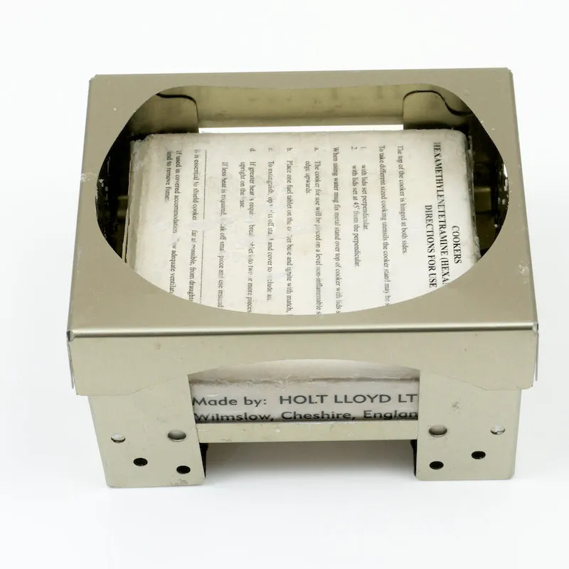 Cook: British Hexamine Solid Fuel Cooker   Fuel. NOS. Golden.