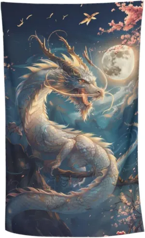 Cool Dragon Beach Towel,32x52in,Quick-Dry Sand-Free Bath Towels,Microfiber Lightweight for Travel Pool Yoga Beach Outdoor Activities Decor Accessories Gifts (Cherry Blossom Dragon)