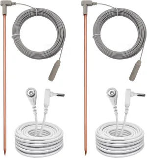 Copper Grounding Rod with 40ft Female Ground Cord, Portable Ground Rod Kit,Great for Grounded Earth Connected Products, Easy to Use with Grounding Mat, Grounding Sheet, Pillowcase, Blankets(Set of 2)