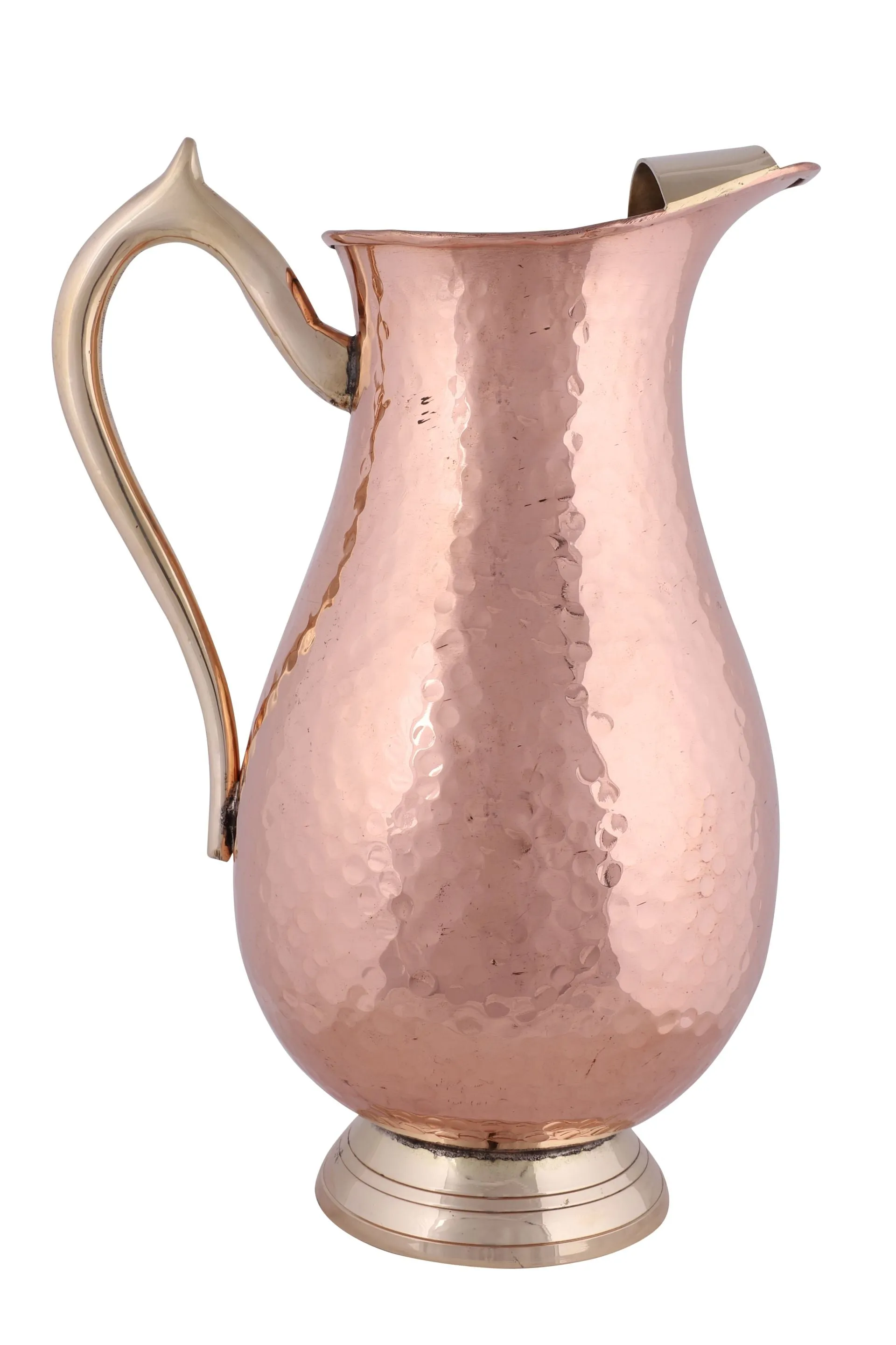 Copper Hammered Mughlai Jug Pitcher with Brass Handle, 1.5 Liters