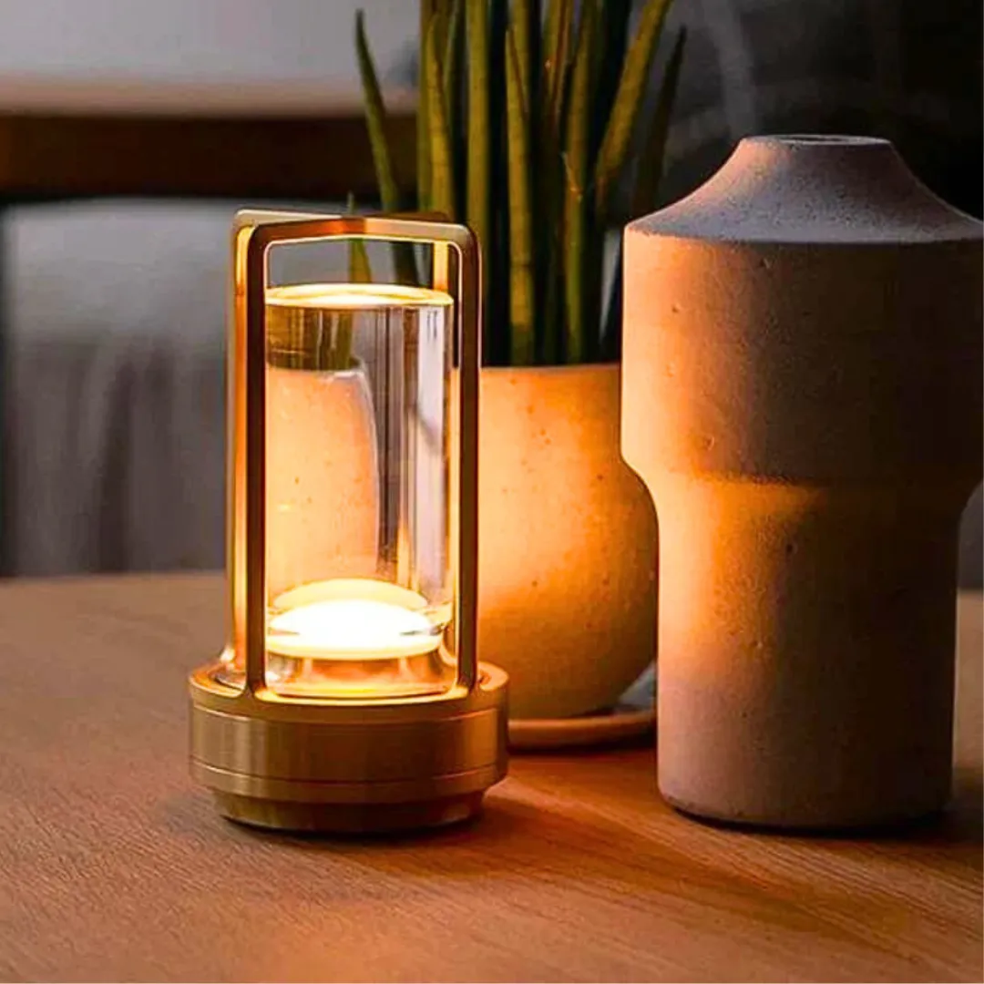 Cordless Crystal Lantern Lamp – Contemporary & Modern Table Accent