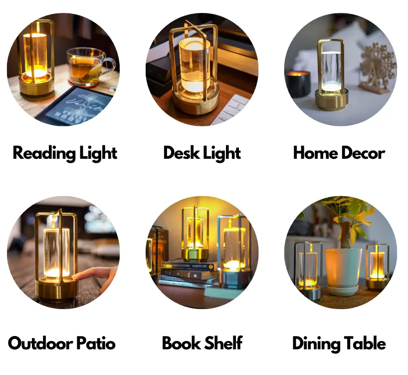 Cordless Crystal Lantern Lamp – Contemporary & Modern Table Accent