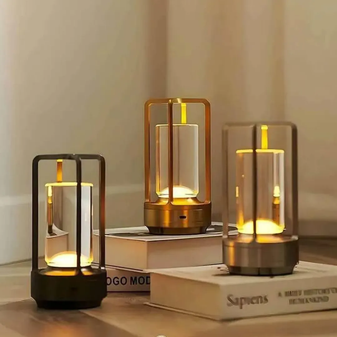 Cordless Crystal Lantern Lamp – Contemporary & Modern Table Accent