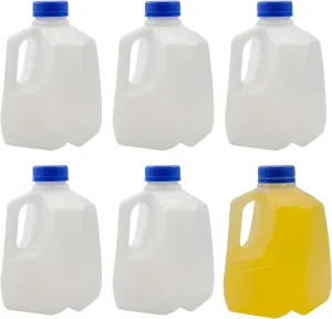 Cornucopia Brands 32oz Plastic Jugs (6-Pack); 1-Quart / 32-Ounce Bottles w/Caps for Juice, Water, Sports and Protein Drinks and Milk, BPA-Free