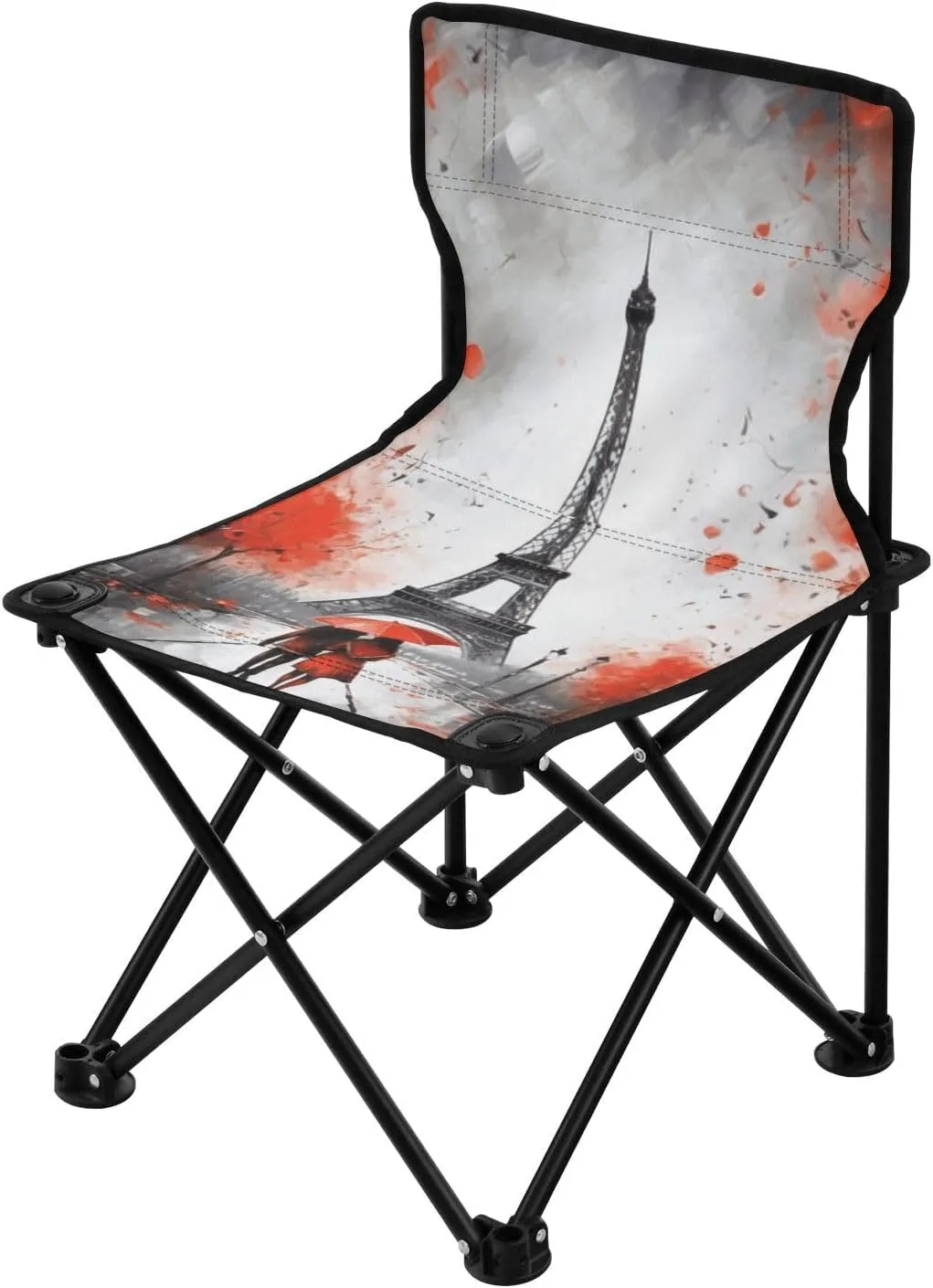 Couple Under The Tower of Paris Portable Outdoor Folding Chair Anti-Slip Padded Oxford Cloth Stool Camping Chair Small for Beach Hiking Fishing Gardening Quad Camp Chair