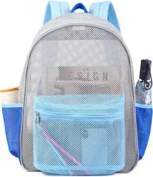 COVAX Mesh Backpack for Adults, Heavy Duty See Through Net Bookbag, Semi-Transparent Mesh Back Pack for Beach, Swimming, Sports, Work, Travel