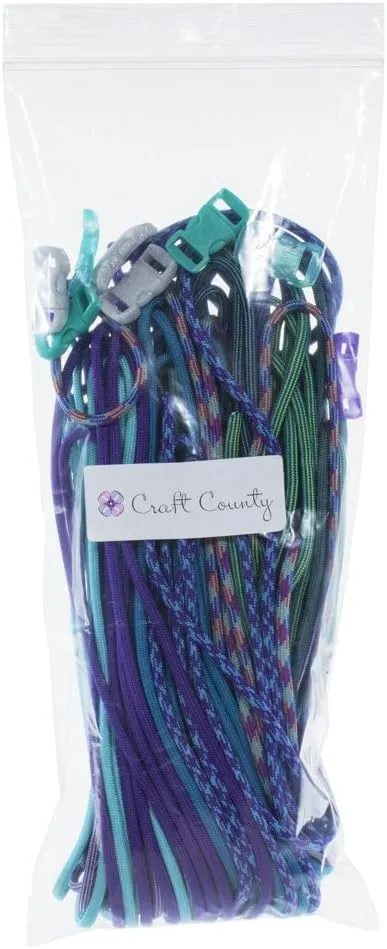 Craft County 550 Paracord Crafting DIY Kits - 80 Feet of Paracord and 8-3/8 Inch Buckles - Arts and Crafts, Bracelets, Keychains, Lanyards