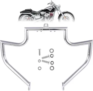 Crash Bar Engine Guard Highway Freeway Bar for Harley Davidson Breakout Blackline Rocker Softail Standard Custom Springer Deuce Night Train 2000-2017 (Chrome)