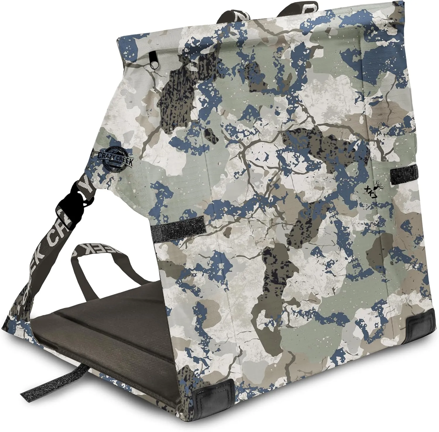 Crazy Creek Original Chair Perfect for Stadium Seats, Camping, Hiking & More, Comfort on All Terrains, Adjustable Straps, Lightweight Design, Water-Resistant Camo