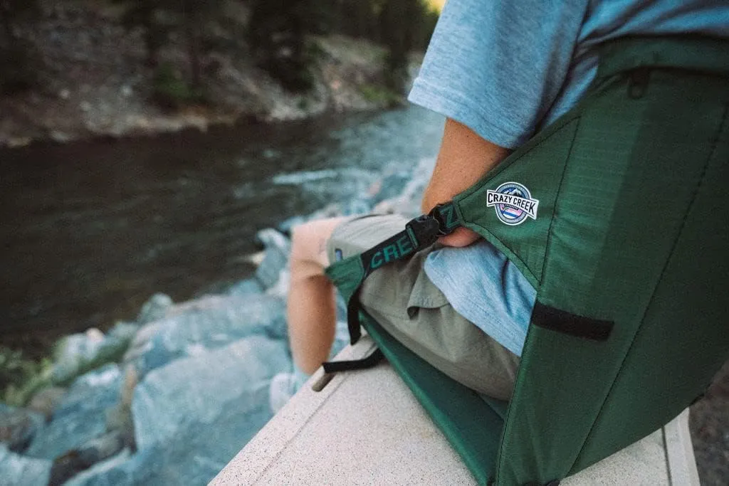 Crazy Creek Original Chair Perfect for Stadium Seats, Camping, Hiking & More, Comfort on All Terrains, Adjustable Straps, Lightweight Design, Water-Resistant Camo