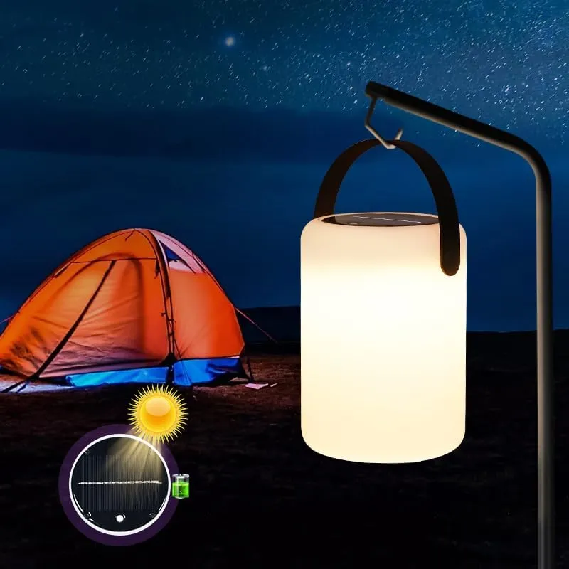Creative Dragon Egg Camping Light Water-Resistant Lantern with Rechargeable Batteries & Handle for Carrying or Hanging, Camping,Patio,Emergencies & More (Cylindrical Solar)