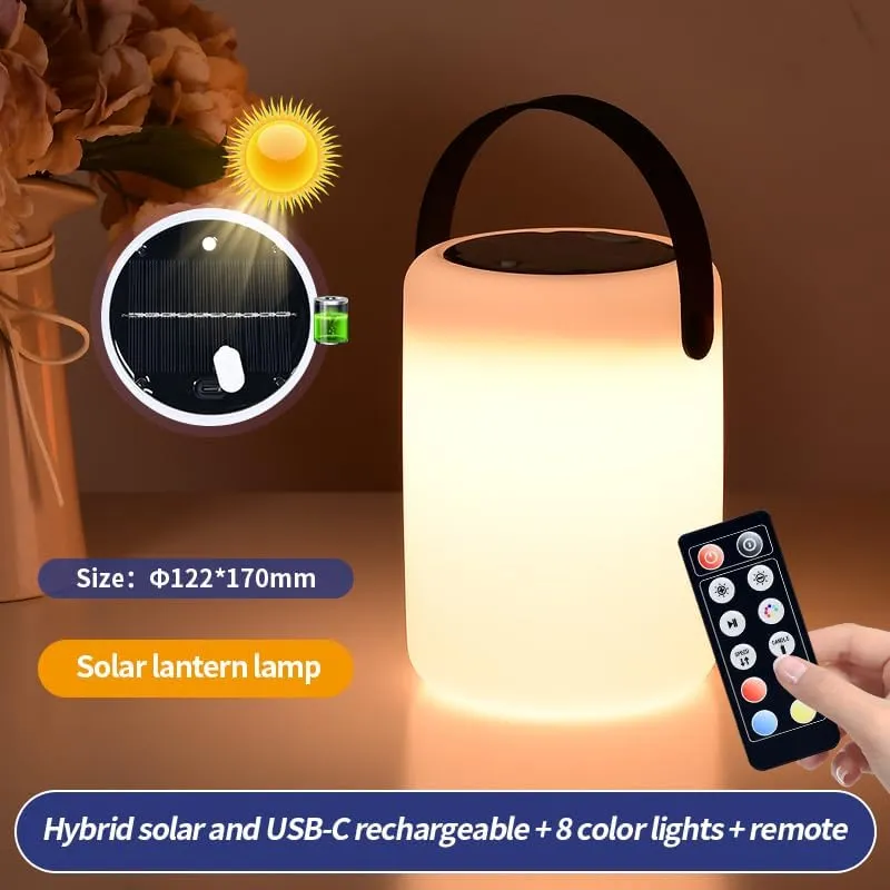 Creative Dragon Egg Camping Light Water-Resistant Lantern with Rechargeable Batteries & Handle for Carrying or Hanging, Camping,Patio,Emergencies & More (Cylindrical Solar)