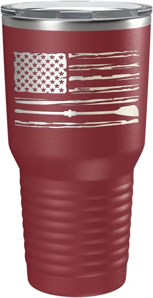 Crew American Flag Laser Engraved Maroon 30 oz Stainless Steel Tumbler Rowing Crew Gift with Lid Insulated Cup