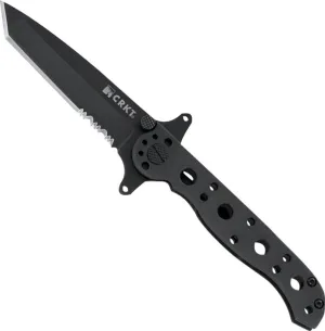 CRKT M16-10KSF EDC Folding Pocket Knife: Special Forces Everyday Carry, Black Serrated Edge Blade, Tanto, Frame Lock, Dual Hilt, Stainless Steel Handle, Reversible Pocket Clip