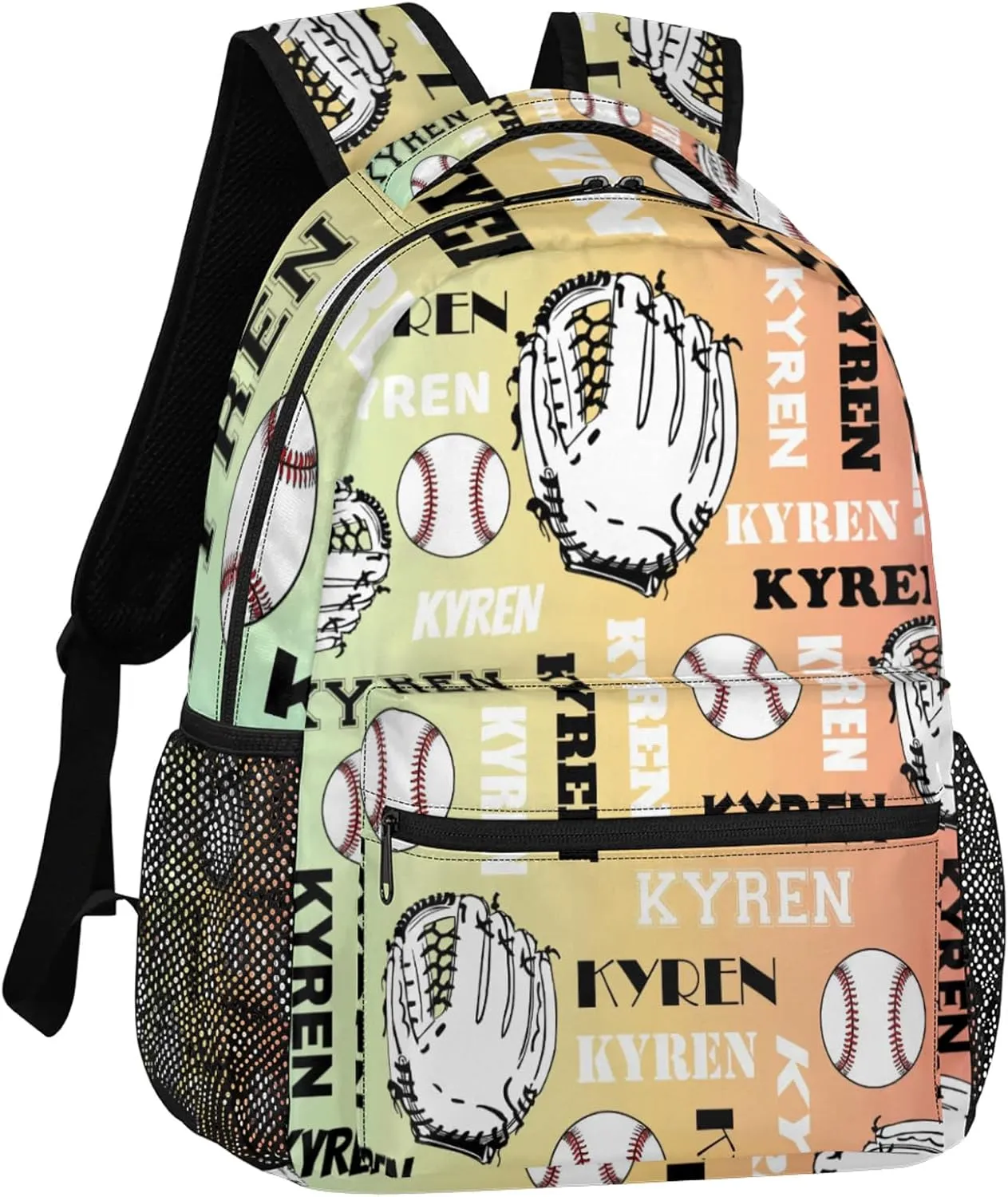 Custom Baseball Backpack for Men Women, Personalized Laptop Backpack with Name, Sports Bag Lightweight Daypack for Travel Camping, Colorful