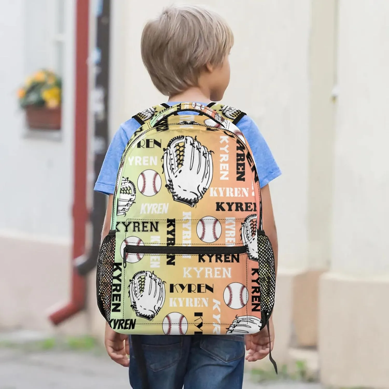 Custom Baseball Backpack for Men Women, Personalized Laptop Backpack with Name, Sports Bag Lightweight Daypack for Travel Camping, Colorful