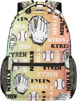 Custom Baseball Backpack for Men Women, Personalized Laptop Backpack with Name, Sports Bag Lightweight Daypack for Travel Camping, Colorful