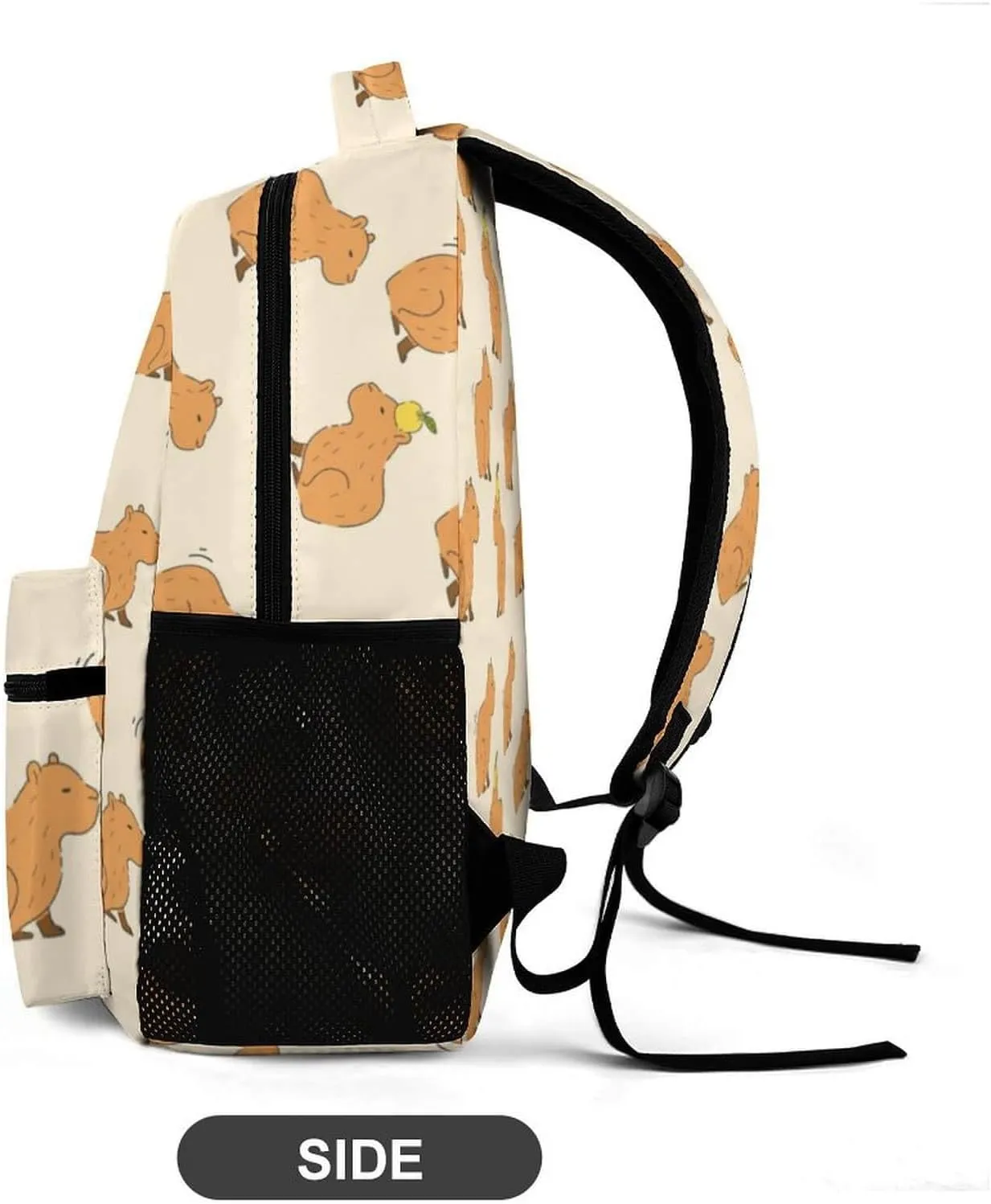 Custom Capybara Backpack for Kids Girls Boys School, 16 Inches Cute Capybara Theme Bookbag, Adjustable, Lightweight, Large Capacity, Colorful Capybara Backpack for School