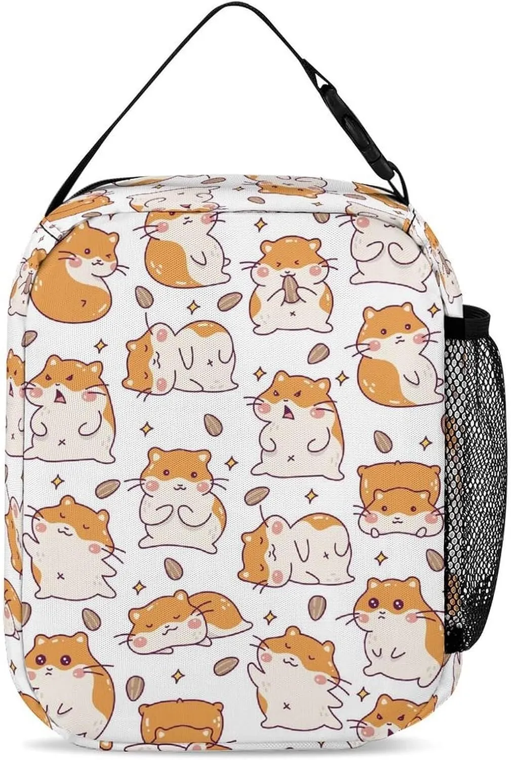 Custom Hamster Backpack with Lunch Box & Pencil Case for Kids Girls Boys School, 16 Inch Cute Hamsters Bookbag, School Backpack for Students Children, Lightweight, Large Capacity