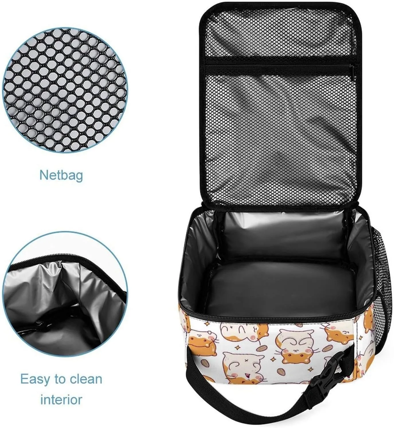 Custom Hamster Backpack with Lunch Box & Pencil Case for Kids Girls Boys School, 16 Inch Cute Hamsters Bookbag, School Backpack for Students Children, Lightweight, Large Capacity