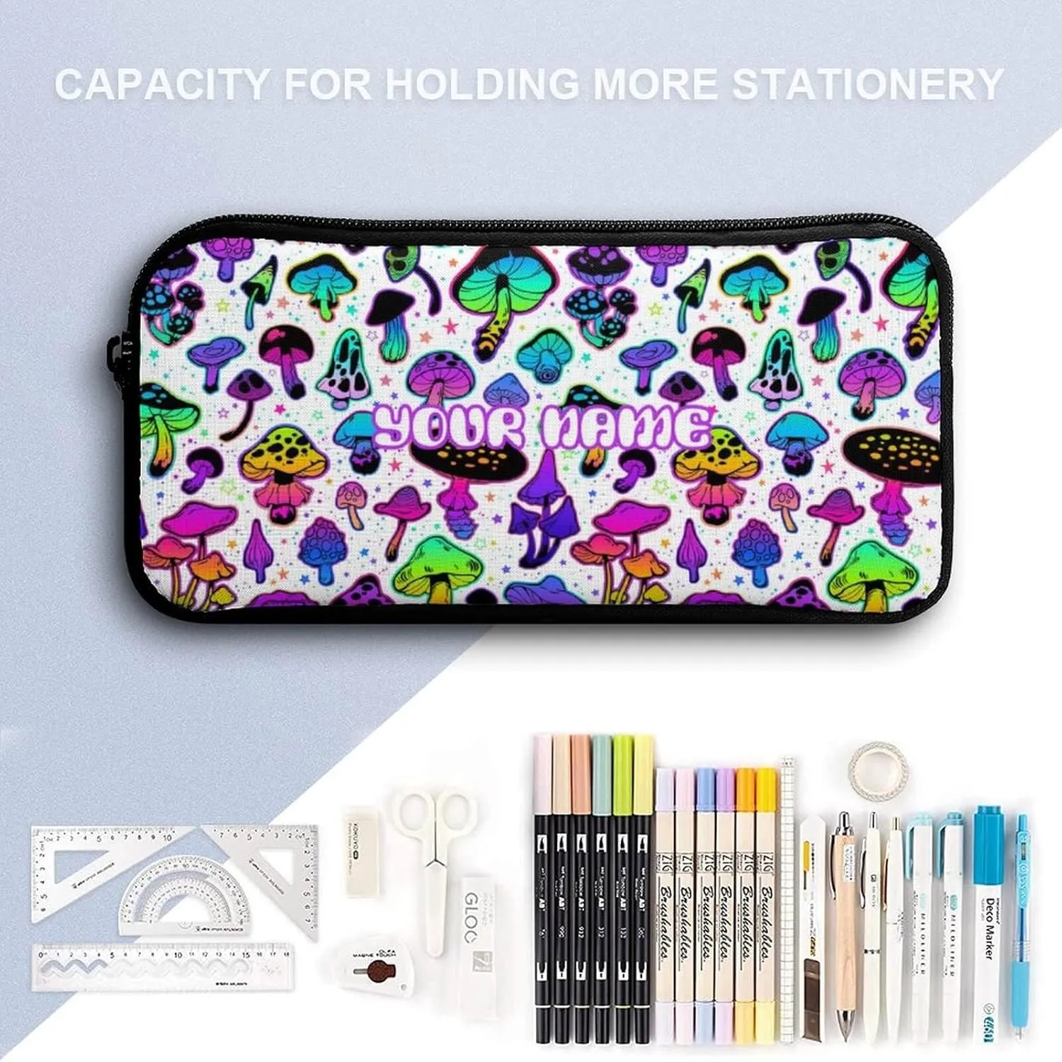 Custom Mushroom Backpack with Lunch Box & Pencil Case, 16 Inch Cute Mushroom Themed Bookbag, Adjustable Lightweight Large Capacity, Colorful Mushroom Backpack Set for Kids Girls Boys School