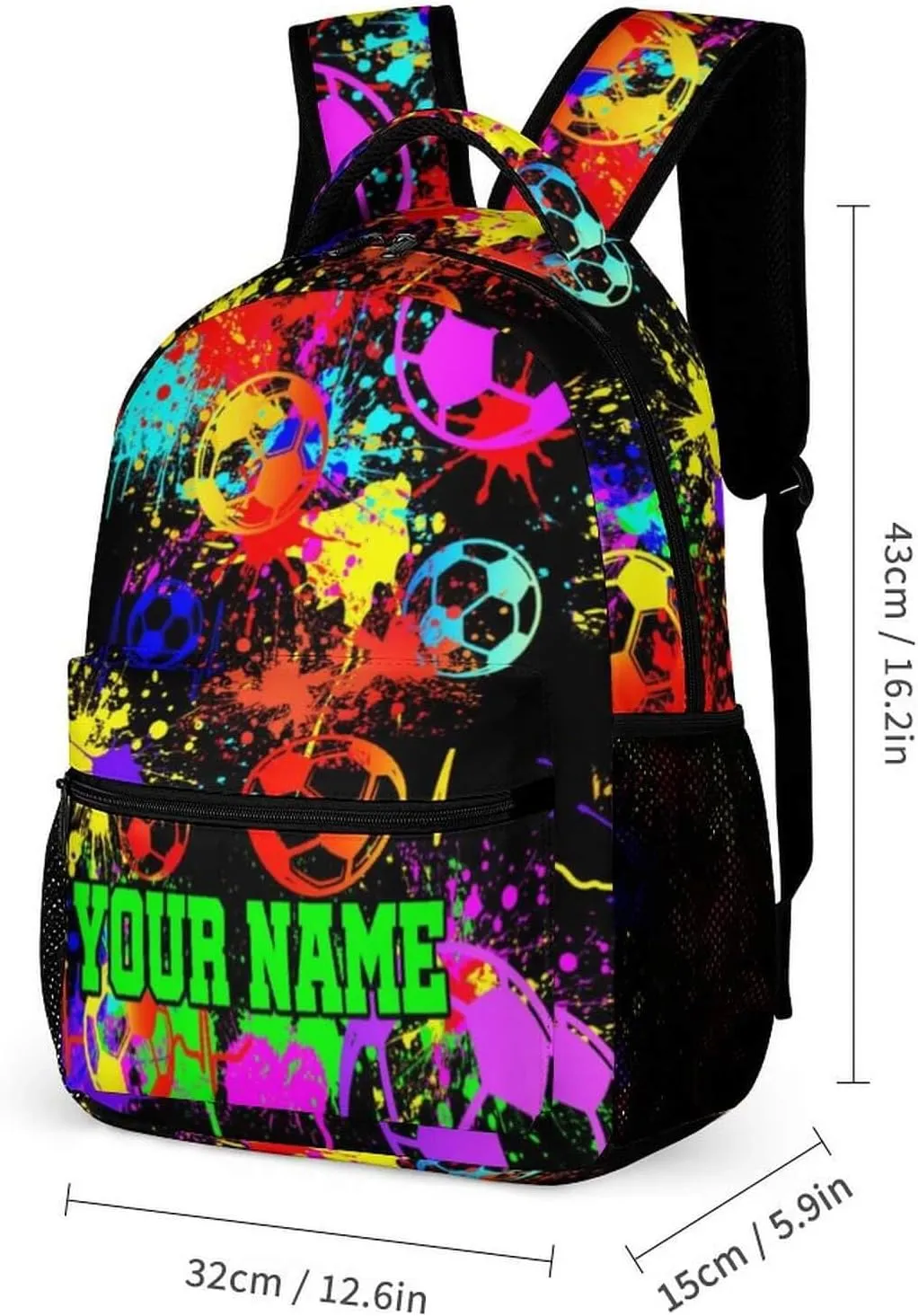 Custom Soccer Backpack with Lunch Box & Pencil Case for Kids Girls Boys School, 16 Inch Cool Soccer Bookbag, School Backpack for Students Children, sustainable, Lightweight, Large Capacity