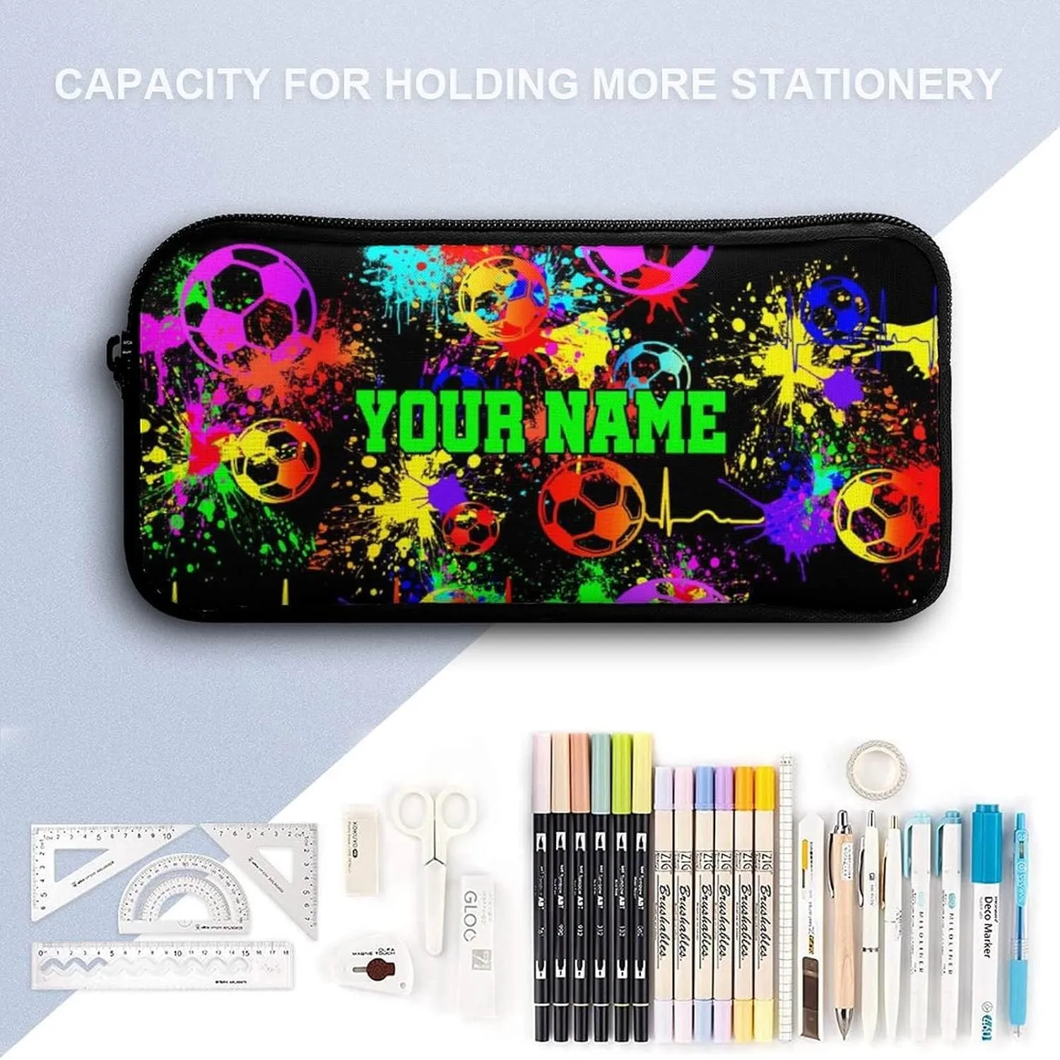 Custom Soccer Backpack with Lunch Box & Pencil Case for Kids Girls Boys School, 16 Inch Cool Soccer Bookbag, School Backpack for Students Children, sustainable, Lightweight, Large Capacity