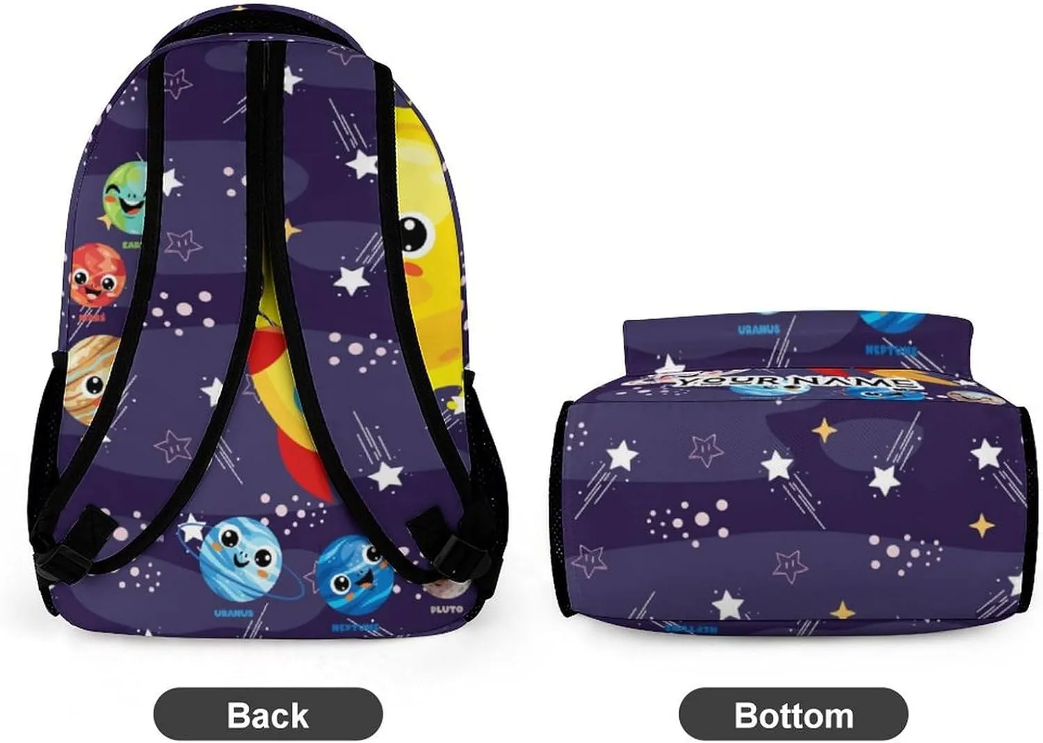 Custom Solar System School Backpack for Kids Girls Boys, 16 Inch Cute Planet Themed Bookbag, Personalized School Backpack for Students Children, Lightweight, Large Capacity