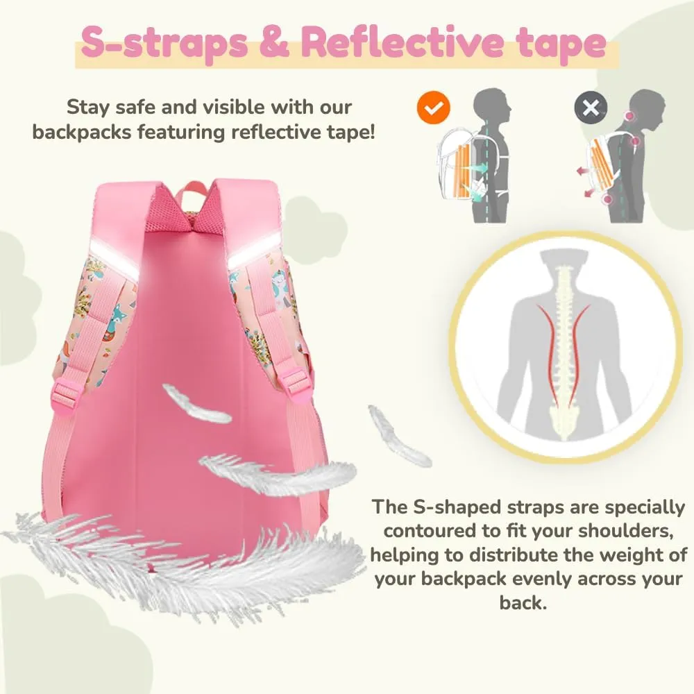 Cute Backpack Large Capacity Ergonomic Support Collar Block Women Lightweight Aesthetic Casual Daypack Korean Trends (Pink)