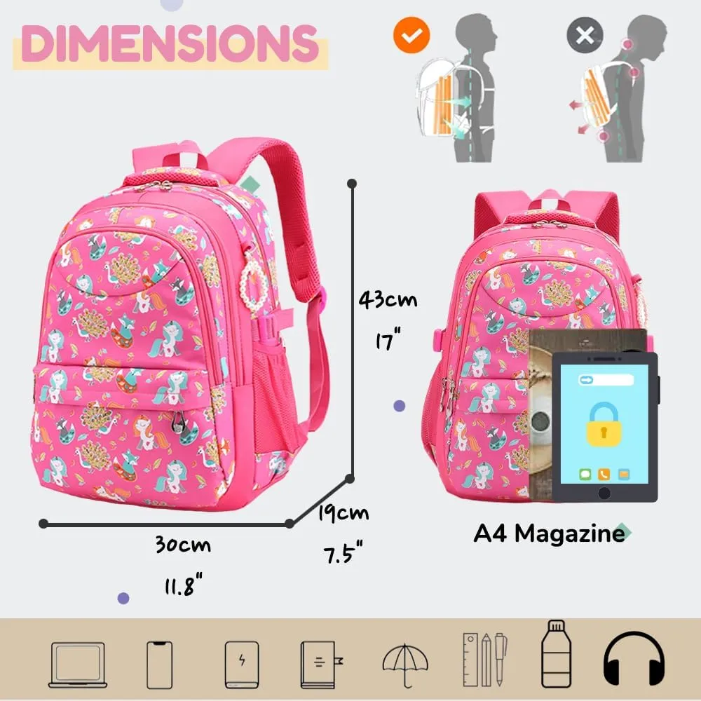 Cute Backpack Large Capacity Ergonomic Support Collar Block Women Lightweight Aesthetic Casual Daypack Korean Trends (Pink)