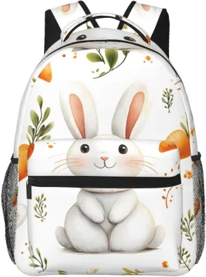 Cute Bunny Carrots Travel Laptop Backpacks Lightweight Travel Hiking Camping Multipurpose Daypack Casual College Backapck for Men Women Adult