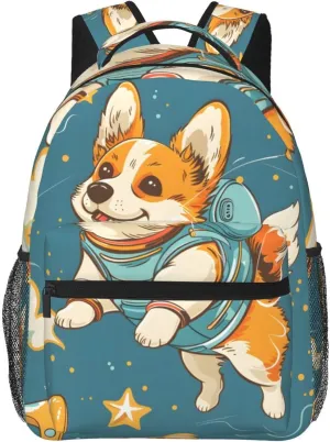 Cute Corgi Dog Pattern Travel Laptop Backpacks Lightweight Travel Hiking Camping Multipurpose Daypack Casual College Backapck for Men Women Adult