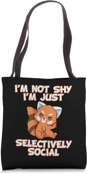 Cute I'm Not Shy I'm Just Selectively Social Red Panda Tote Bag