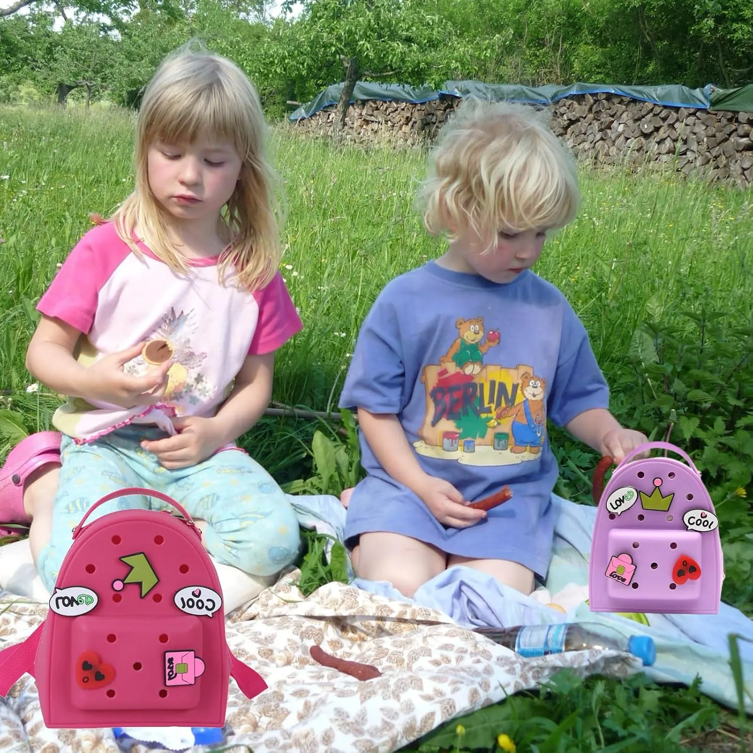 Cute Silicone Jelly Mini Backpack (2 Sizes) for Women Boys & Girls, Water-Resistant Lightweight Bag for Pool, Beach, Gym, Customizable Charms, Easy Clean (Lavender, Small Large)