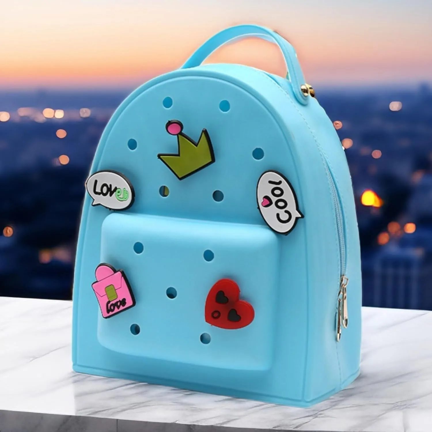 Cute Silicone Jelly Mini Backpack (2 Sizes) for Women Boys & Girls, Water-Resistant Lightweight Bag for Pool, Beach, Gym, Customizable Charms, Easy Clean (Lavender, Small Large)