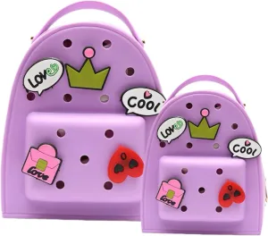 Cute Silicone Jelly Mini Backpack (2 Sizes) for Women Boys & Girls, Water-Resistant Lightweight Bag for Pool, Beach, Gym, Customizable Charms, Easy Clean (Lavender, Small Large)