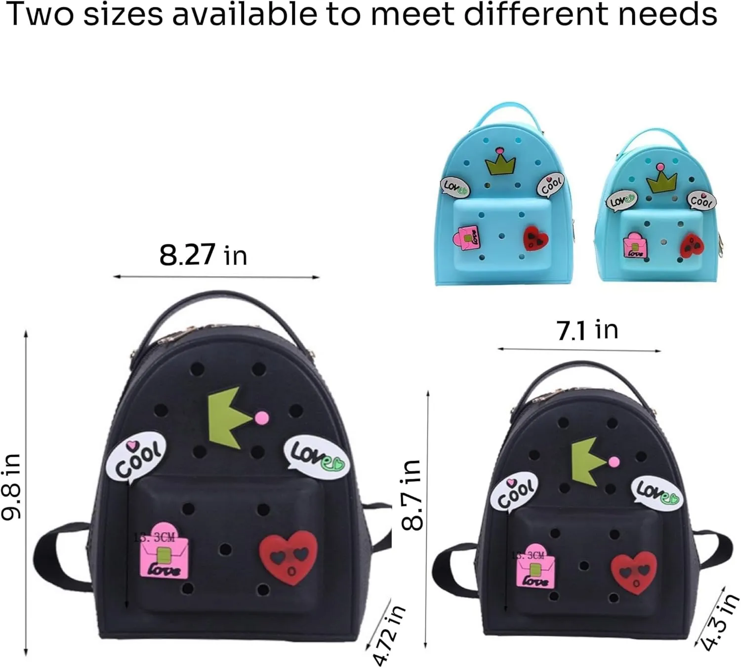 Cute Silicone Jelly Mini Backpack (2 Sizes) for Women Boys & Girls, Water-Resistant Lightweight Bag for Pool, Beach, Gym, Customizable Charms, Easy Clean (Lavender, Small Large)