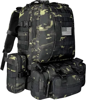 CVLIFE Tactical Backpack Military Army Rucksack 60L Large Assault Pack Detachable Molle Bag…