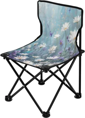 Daisy Portable Outdoor Folding Chair Anti-Slip Padded Oxford Cloth Stool Camping Chair Small for Beach Hiking Fishing Gardening Quad Camp Chair