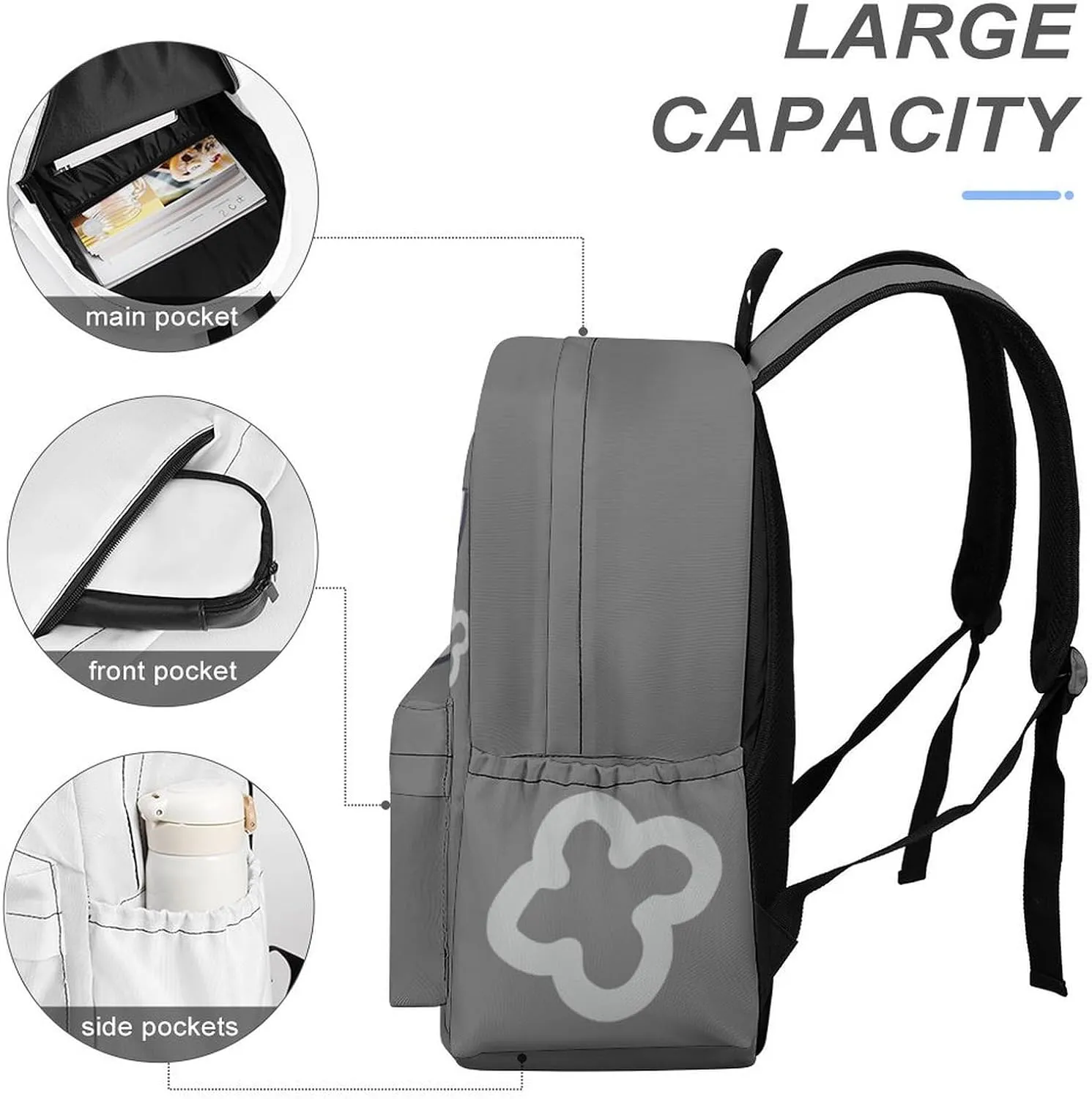 Dandy's World Backpack 16.5 Inch Single Compartment Double Shoulder Cartoon Cute Travel Backpack Lightweight (Grey-2)
