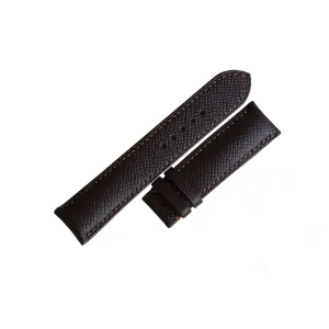 Dark Brown Epsom leather watch band, Handmade Calf leather watch strap (17mm, Steel Folding Clasp)