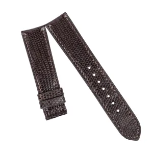 Dark Brown Lizard leather watch band, Handcrafted Lizard watch strap (16mm, Steel Folding Clasp)